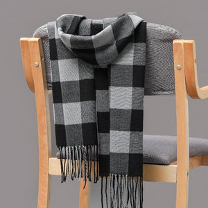 Winter Fashion Outdoor Plaid Soft Scarf Unisex Shawl Scarfs Warm Lightweight Wrap Muffler Elegant Cashmere Hijab Stylish Scarf Tassels For Women Men 185*35cm