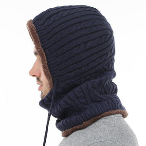 Winter Knitted Hat Beanie Men Beany Skellies Beanies Winter Hats For Women Men Caps Gorgas Bonnet Mask Brand Hats Hooded Cowl Neckerchief with Drawstring Soft Balaclava Pullover Knitted Beanie for Adults Men Women Ski Caps