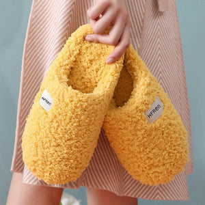 Winter Short Plush Cotton Home Slippers Women Indoor Floor Footwear Fashion Men Household Warm Slides Flat Couple House Slippers With Memory Foam Snd Comfortable Warm Shoes