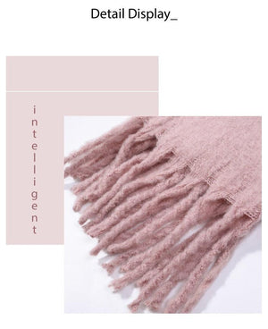 Winter Thick Soft Solid Color Warm Scarf Cashmere Hijabs Lightweight Warm Scarves Wraps Elegant Big Tassels Shawl Long Stole Mufflers For Women