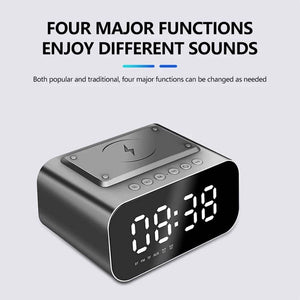 Wireless Charger Alarm Clock Bluetooth Speaker LED Smart Digital Clock