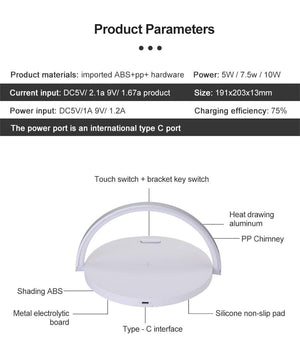 Wireless Charger LED Night Light Table Lamp Adjustable Angle Charging for iPhone Samsung Huawei Xiaomi Touch Switch Phone Holder Decorative Table Lamp Cute Study Lamps for Bedroom Décor