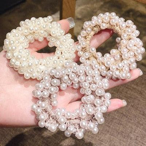 Woman Big Pearl Hair Ties Fashion Korean Style Hairband Scrunchies Girls Ponytail Holders Rubber Band Hair Accessories Ponytail Holder Accessories for Women And Girls