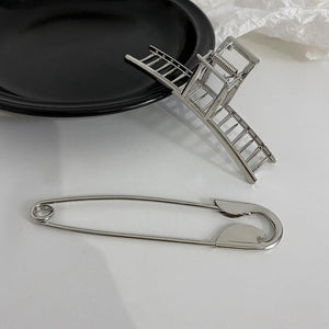 Woman Trendy Silver Pin Minimalist Dainty Design Hair Claws Women Hair Clips Fashion Hairpins Women Hair Accessories Hairgrip Barrettes Headwear