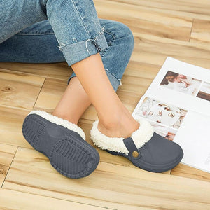 Women Autumn Winter New Warm Slippers Plush Waterproof Warm Slippers Clogs Couples Home Slipper Indoor Floor Shoes Waterproof Slippers Women Men Fur Lined Clogs Winter Garden Shoes
