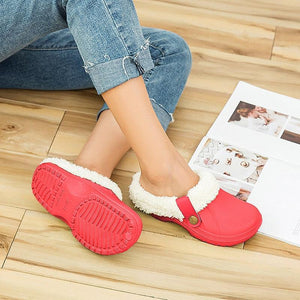 Women Autumn Winter New Warm Slippers Plush Waterproof Warm Slippers Clogs Couples Home Slipper Indoor Floor Shoes Waterproof Slippers Women Men Fur Lined Clogs Winter Garden Shoes