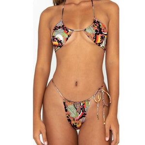 Women Bikini Set Solid Color Swimsuit Women Two Piece Swimsuit Swimwear Halter String Triangle Bikini Sets Women Hollow Out Bikinis String Swimwear Women Adjustable Bathing Suit