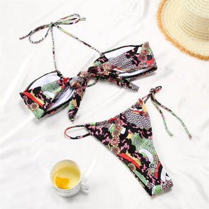 Women Bikini Set Solid Color Swimsuit Women Two Piece Swimsuit Swimwear Halter String Triangle Bikini Sets Women Hollow Out Bikinis String Swimwear Women Adjustable Bathing Suit
