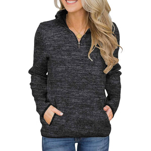 Women Casual Long Sleeve Stand Collar with Pockets