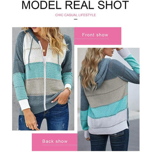 Women Casual Long Sleeve Zip Up Hooded Sweatshirt Hoodies