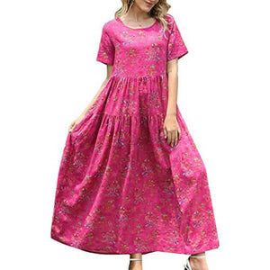 Women Casual Loose Bohemian Floral Dress