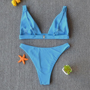 Women Charming Bikini Swimsuit Women Push Up Swimwear Two Piece Bikini Set Solid Color Bathing Suit Swim Suit Female Women Two Piece Bikini Swimsuit Halter Twist Front Bathing Suit Swimwear