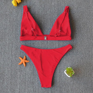 Women Charming Bikini Swimsuit Women Push Up Swimwear Two Piece Bikini Set Solid Color Bathing Suit Swim Suit Female Women Two Piece Bikini Swimsuit Halter Twist Front Bathing Suit Swimwear