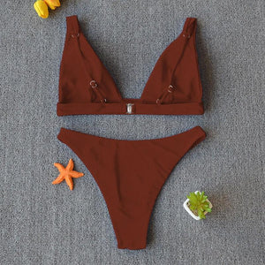Women Charming Bikini Swimsuit Women Push Up Swimwear Two Piece Bikini Set Solid Color Bathing Suit Swim Suit Female Women Two Piece Bikini Swimsuit Halter Twist Front Bathing Suit Swimwear