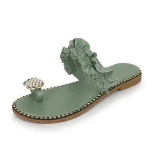 Women Flat Yellow Sandals Summer Fashion Elegant Comfortable Pineapple Design For Womens