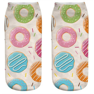 Women Funny Cute 3D Print Foods White Nutella Character Socks Unisex Happy Breathable Cotton Cartoon Donuts Biscuit Dessert Gift Socks For Men And Women