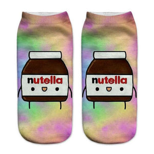 Women Funny Cute 3D Print Foods White Nutella Character Socks Unisex Happy Breathable Cotton Cartoon Donuts Biscuit Dessert Gift Socks For Men And Women