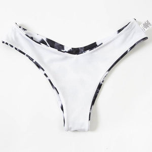 Women Lace Up Black Print Bikini Set Beach Swimsuit Women's Halter Self Bikini Set Padded Top Two Piece Swimsuit Summer Padded Bra Swim Panties  Bandage Vintage Bathing Suit