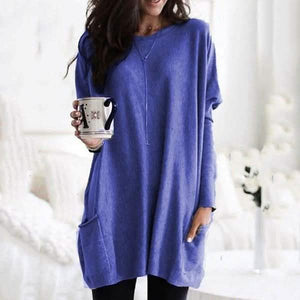Women Long Sleeve Top Casual Pocket T-Shirt
