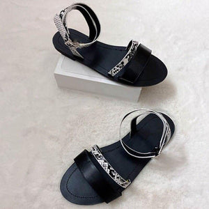 Women Luxury Party Sandals Fashion Summer Casual Black Business Sandals Buckle Straps Beach Shoes Retro Fashion Summer Women Shoes Print Casual Sandals