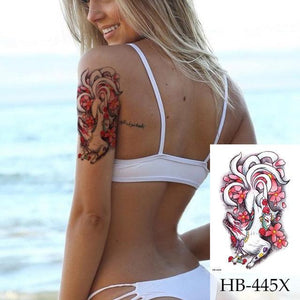 Women Luxury Temporary Stickers Realistic Body Tattoo Flowers Bird Elegant Big Design