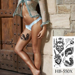 Women Luxury Temporary Stickers Realistic Body Tattoo Flowers Bird Elegant Big Design