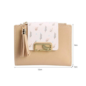 Women Pink PU Leather Short Wallet Trendy New Fashion  Vintage Mini Purses Cute Feather Design Wallets