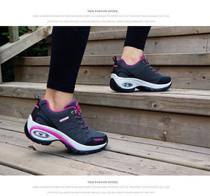 Women Running Air Cushion Athletic Sneakers Walking Breathable Sport Lace Up Hight Platform Casual Shoes Womens Mesh Sneakers Fashion Tennis Breathable Walking Gym Work Shoes