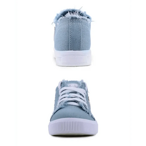 Women's Blue Canvas Sneakers Breathable Classic Summer Denim Stylish Fashion Women Sneakers