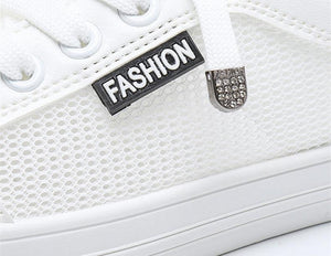 Women's White Casual Sneakers Spring  Summer Breathable Flats Solid Color Mesh Shoes Fashion White Flat Sneakers Women Workout Tennis Walking Gym Fashion Sneakers