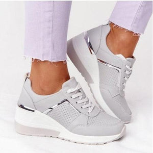 Women Sneakers Leopard Print Lace-Up Women's Vulcanize Shoes Sports Sneakers Breathable Height Increasing Walking Jogging Sneakers Gold Silver Sport Running Women's Sneakers