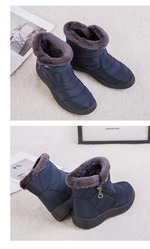 Women Snow Boots Warm Short Fur Plush Winter Ankle Boots Zip Comfort Warm Shoes Anti-Slip Fur Lined Ankle Short Boots Waterproof Slip On Outdoor Lightweight Shoes