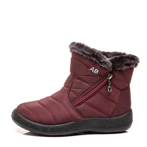 Women Snow Boots Warm Short Fur Plush Winter Ankle Boots Zip Comfort Warm Shoes Anti-Slip Fur Lined Ankle Short Boots Waterproof Slip On Outdoor Lightweight Shoes
