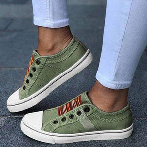 Women Summer Autumn Sneakers Low-Cut Trainers Canvas Flat Sneakers Casual Slip On Canvas Comfortable Walking Flats Shoes For Womens