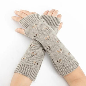 Women Vintage Gloves Hand Warmer Winter Gloves Women Arm Heart Mitten Warm Fingerless Gloves
