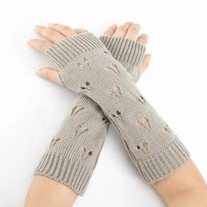 Women Vintage Gloves Hand Warmer Winter Gloves Women Arm Heart Mitten Warm Fingerless Gloves