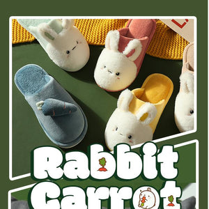 Women Winter House Fur Slippers Warm Cotton Rabbit Shoes Indoor Bedroom Women Men Furry Slides Cotton Home Slippers Soft Fleece Plush House Warm Comfortable Slippers