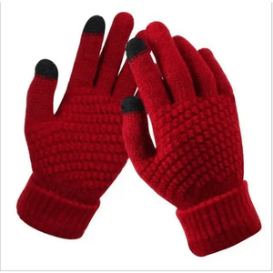 Women Winter Touch Screen Gloves Thicken Warm Knitted Stretch Gloves For Winter Wool Full Finger Outdoor Skiing Gloves Unisex Winter Gloves Women Touch Screen Gloves Knitted Gloves for Girls Stylish Winter Gloves