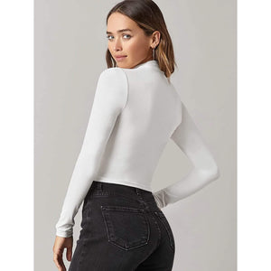 Women's Basic Mock Neck Long Sleeve Top