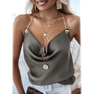 Women's Camisole Solid Colored Backless V Neck Basic Top