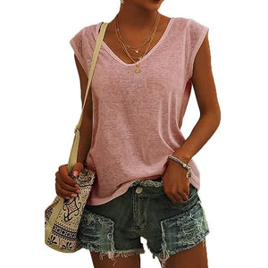 Women's Cap Sleeve T-Shirt Casual Loose Fit Tank Top