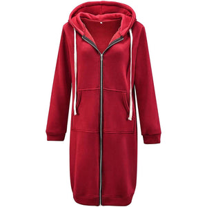 Women's Casual Zip up Hoodies Long Tunic Sweatshirts Jackets Fashion Plus Size Hoodie with Pockets
