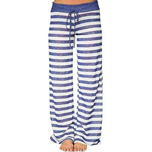 Women's Comfy Stretch Drawstring Palazzo Wide Leg Lounge Pant