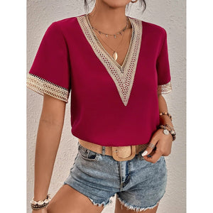 Women's Contrast Guipure Lace Blouse