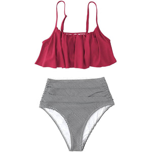 Women's High Waisted Falbala Bikini Set