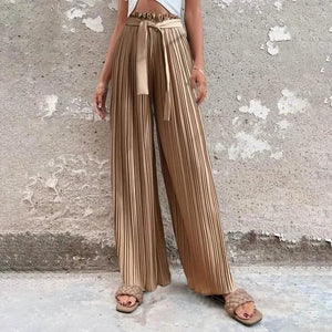 Women's High-Waisted Straight-Leg Strappy Pants