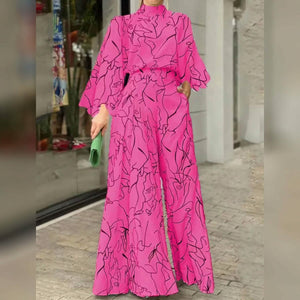 Women's Jumpsuit Pocket Print Floral Stand Collar Streetwear