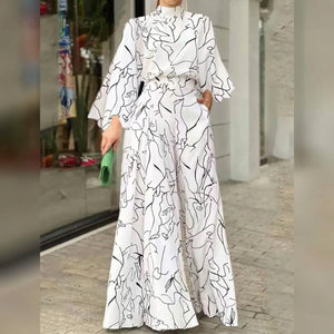 Women's Jumpsuit Pocket Print Floral Stand Collar Streetwear