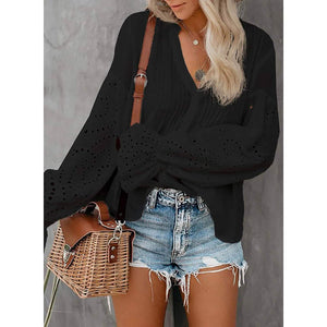 Women's Lace Crochet V-Neck Top