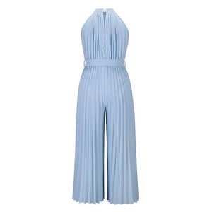 Women's Lace-Up Halter Casual Wide-Leg Jumpsuit